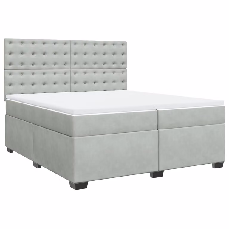 Giroletto a Molle con Materasso Grigio Chiaro 200x200cm Velluto