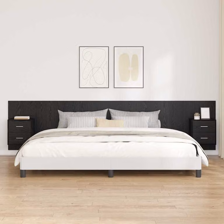Set di 3 pezzi Testata con Comodini e Mensole vidaXL in Legno Ingegnerizzato Nero Opaco