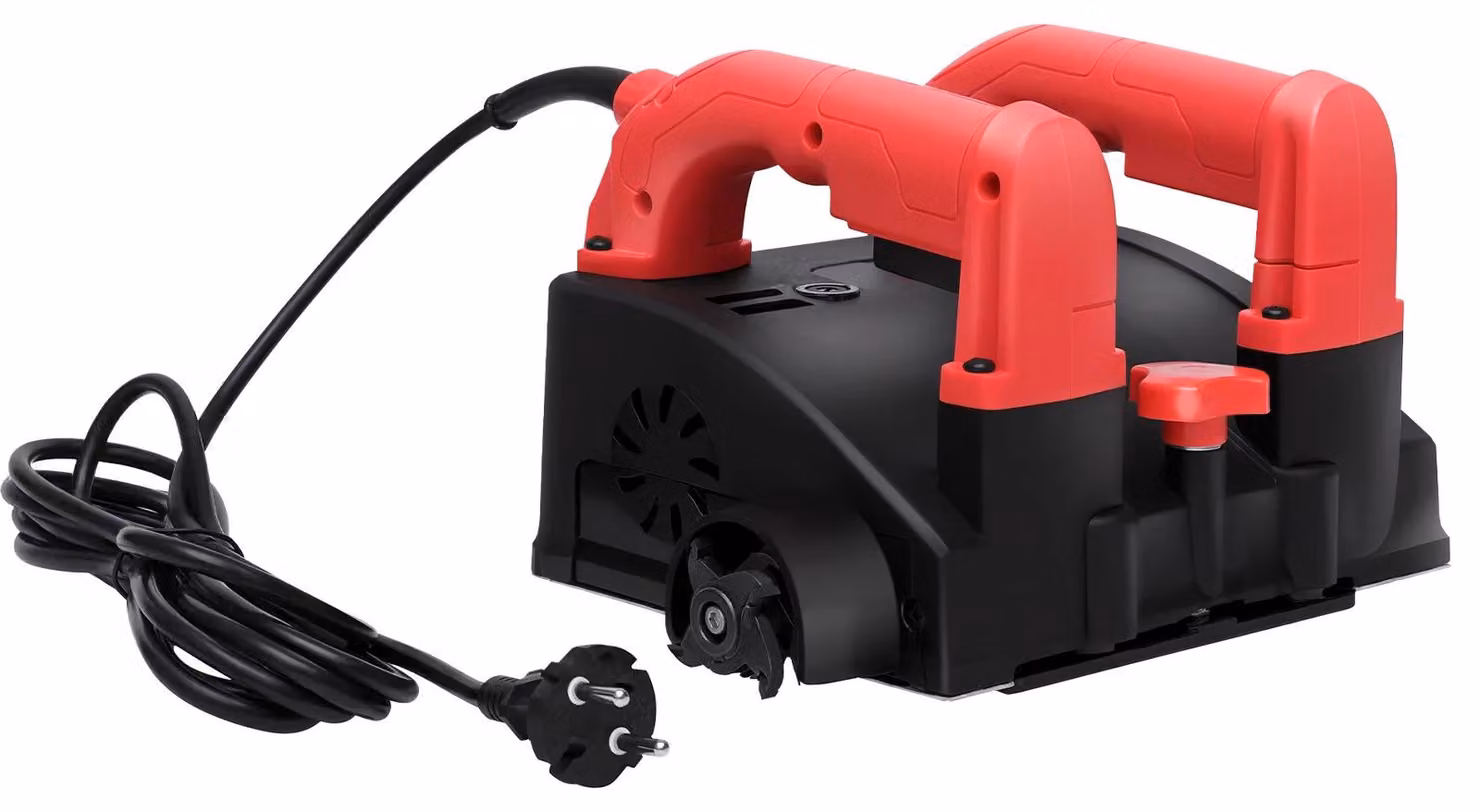 Fresatrice elettrica per scanalature - 1200 W - Motore in rame puro - 220–240 V, spina EU - 26 lame per seghetto in carburo di tungsteno - Colore: rosso/nero