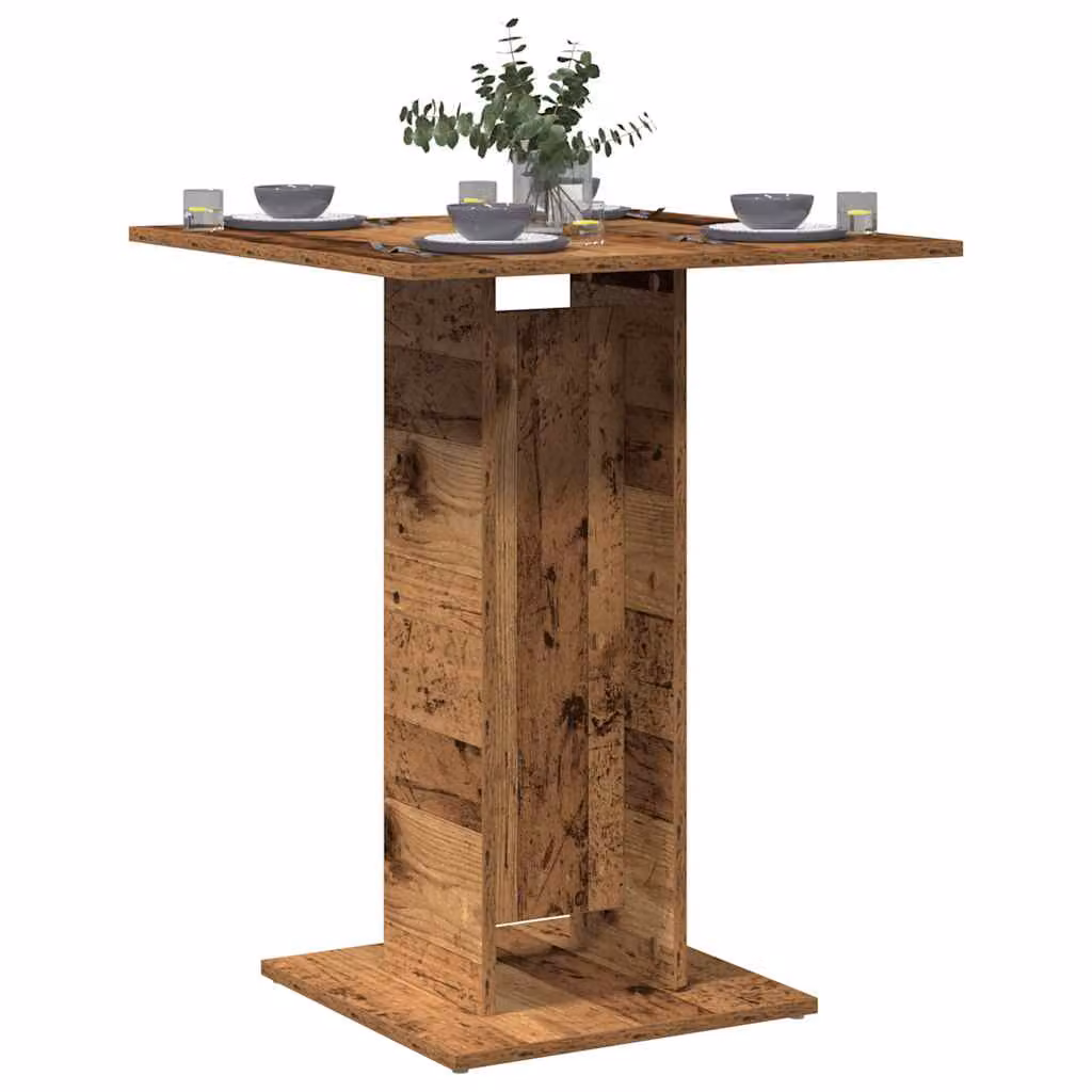 vidaXL Tavolo da Bistrot Quadrato in Legno Antico Marrone L/P/H: 60 x 60 x 75 cm
