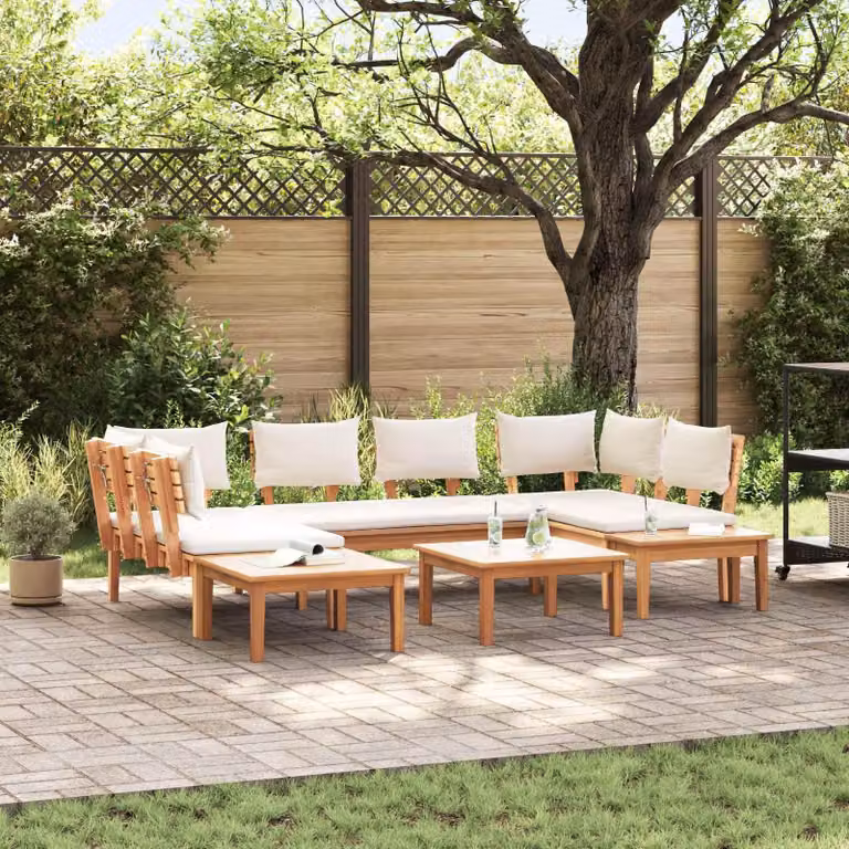 Maison Exclusive - Set di divani da giardino, 4 pezzi, color marrone e crema