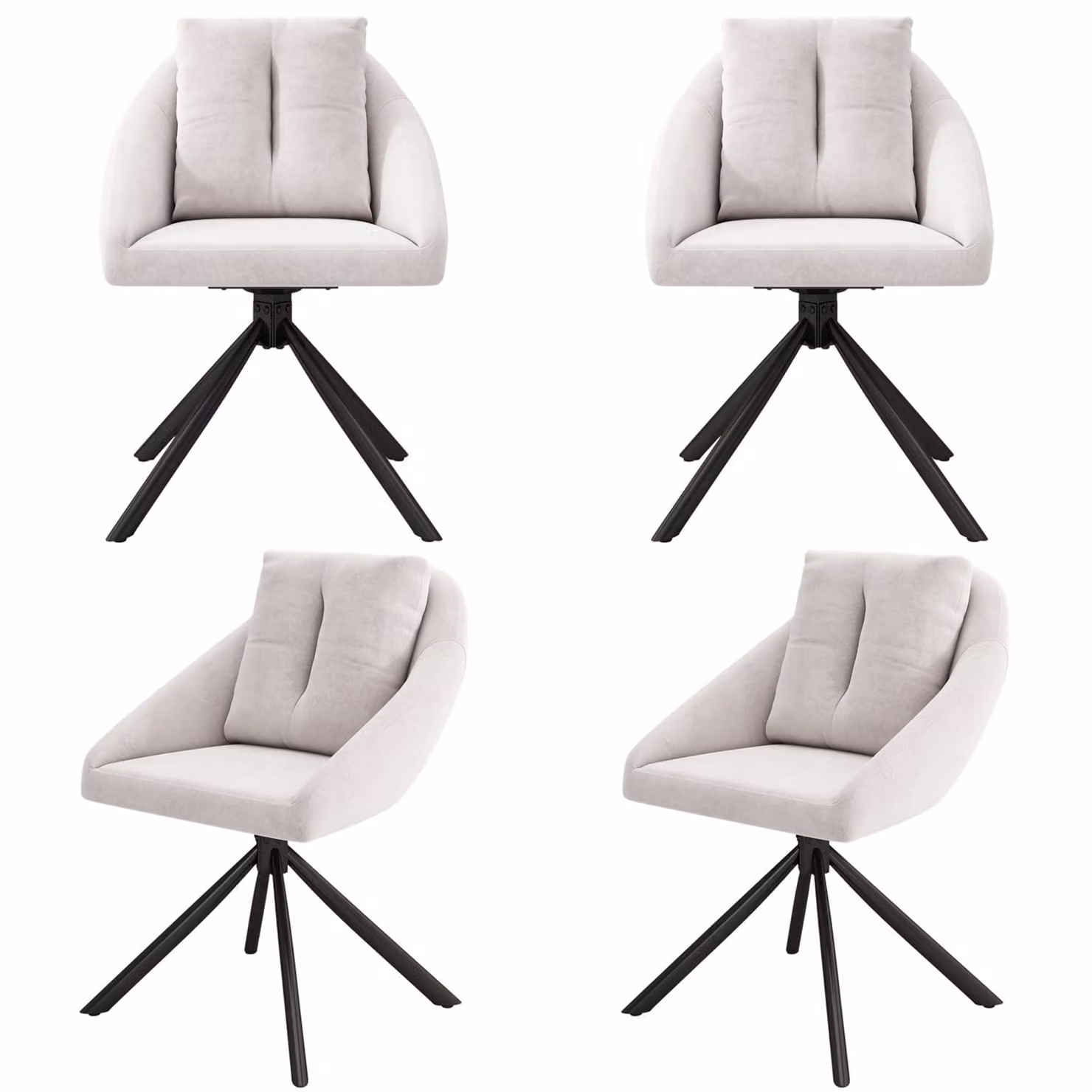 SWeiko sedia da pranzo sedia di velluto sedia imbottita sedia girevole, tessuto di velluto traspirante, design ergonomico, 4 pezzi, beige