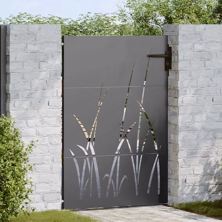 Cancello da giardino singolo vidaXL in acciaio nero L: 85 cm, H: 125 cm