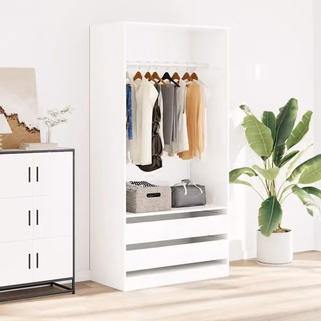 Armadio Bianco Lucido 100x50x200 cm in Legno Multistrato 800609