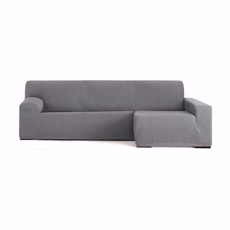 Copridivano elastico Troya EFFEZ per divano angolare con penisola a destra, colore grigio, bracciolo lungo, L: 250-310 cm – 2