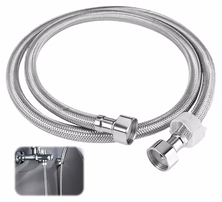 Tubo flessibile in acciaio inossidabile, lunghezza 120 cm, attacco G1/2, per rubinetto