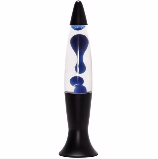 Lampada lava da tavolo multicolore blu in vetro e plastica per illuminazione notturna in camera dei bambini e soggiorno