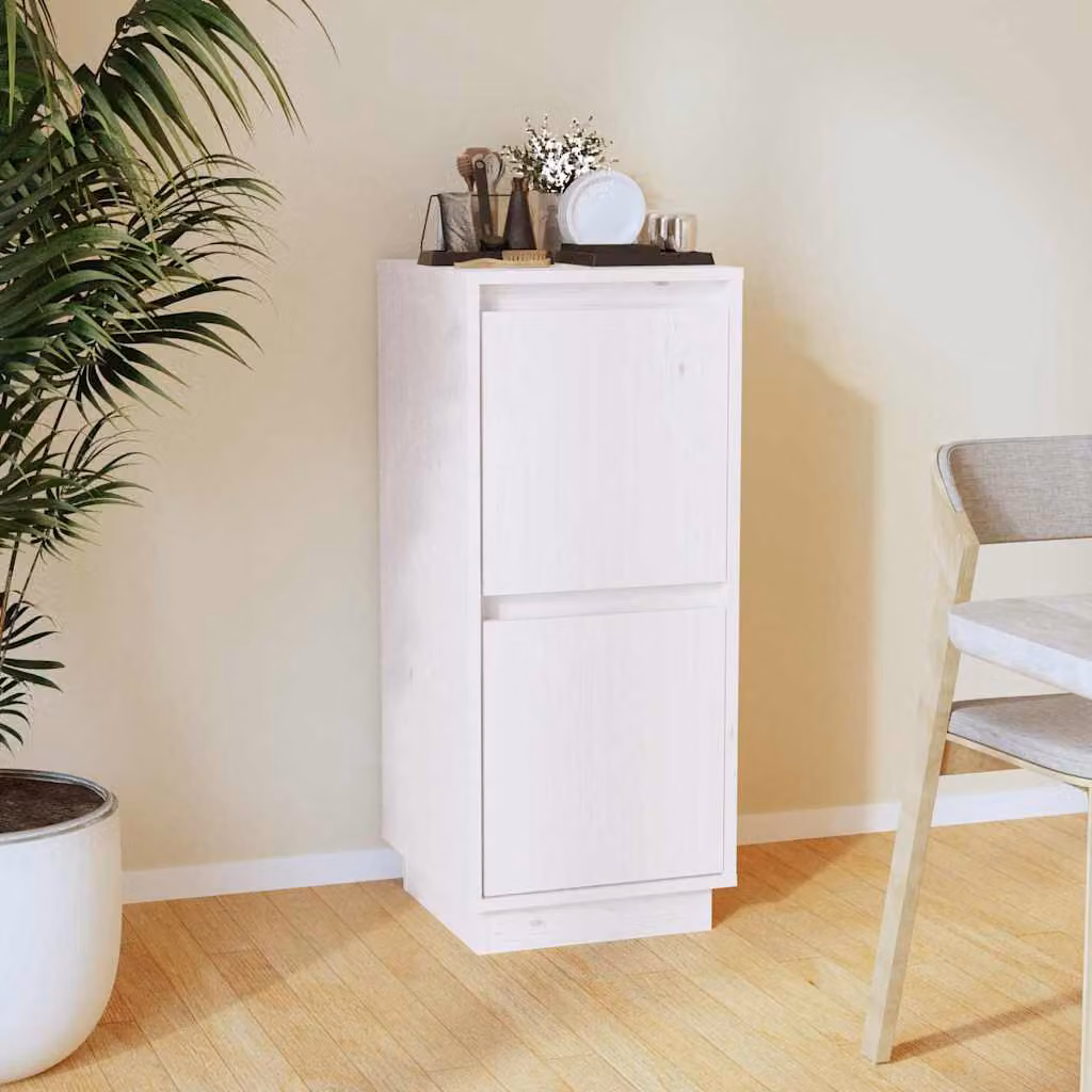 Credenza bianca vidaXL in legno massello di pino, L/P/H: 31,5 x 34 x 75 cm