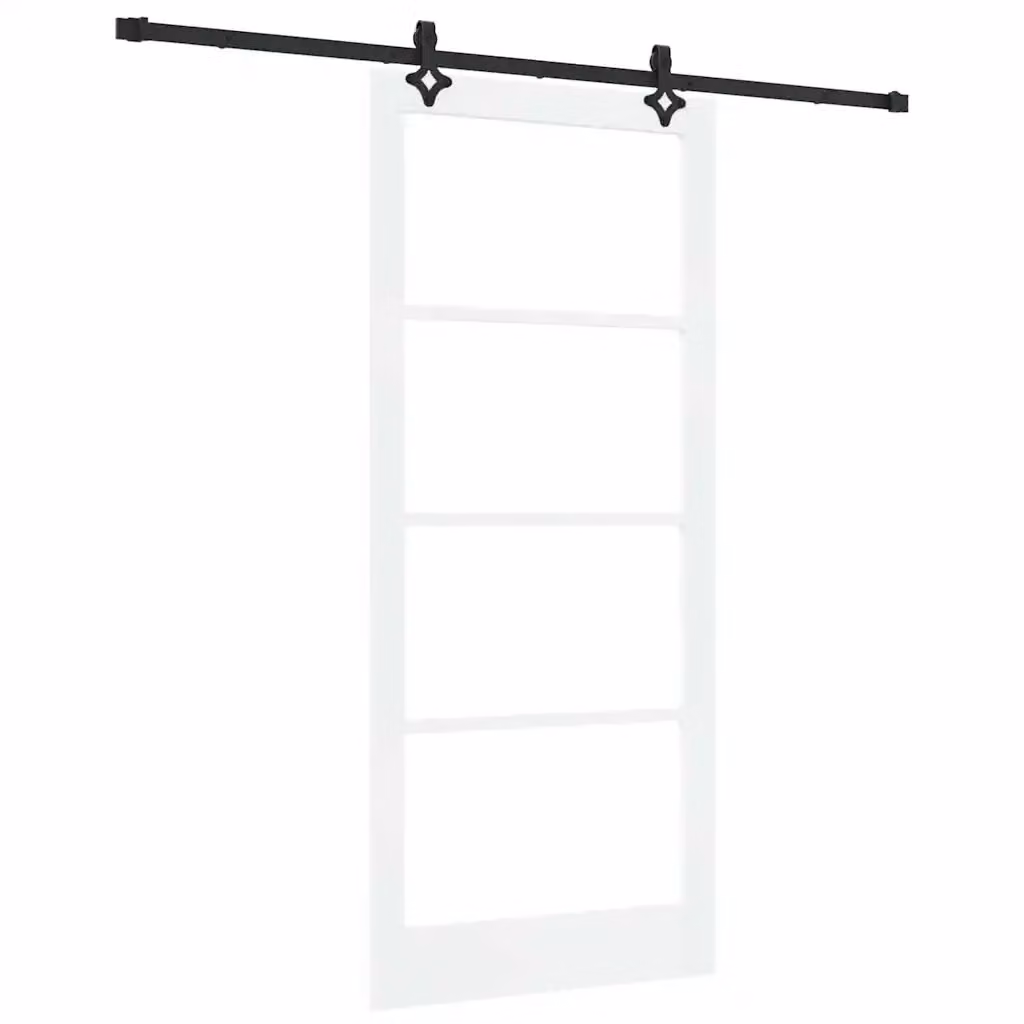 Porta scorrevole moderna vidaXL in bianco con vetro e acciaio L: 93 cm, H: 211 cm – 2