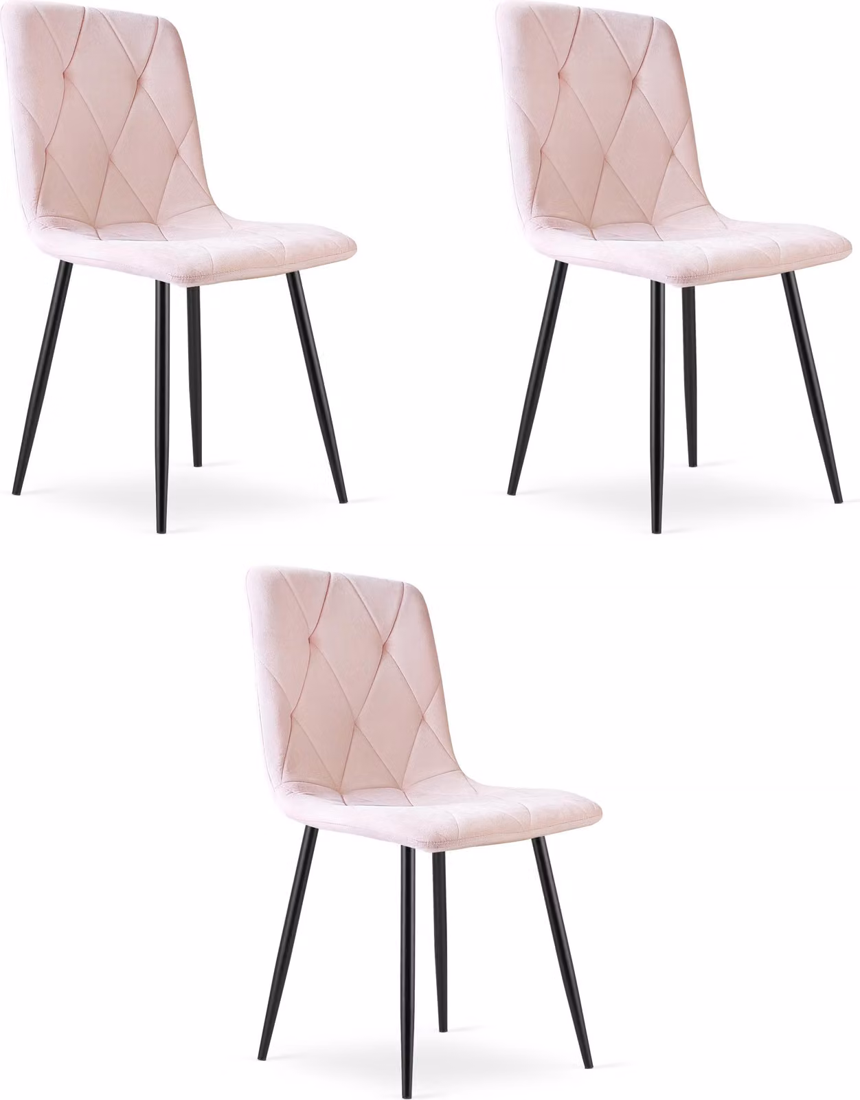Poltrona LIBRA - velluto rosa chiaro / gambe nere (3 pezzi)