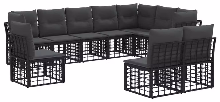Set di divani da esterno Nero Poliestere