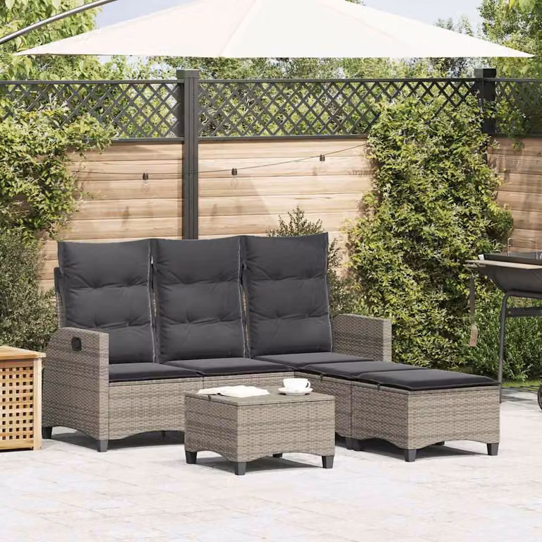 Maison Exclusive - Set Divani da Giardino 3 pz con Cuscini a L Grigio Polyrattan