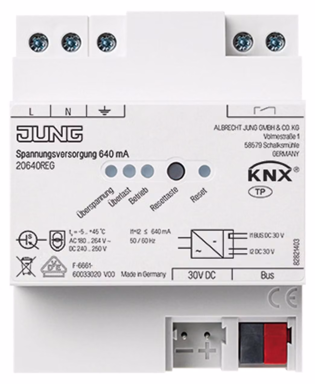 Alimentazione Jung 640mA, KNX 20640 REG