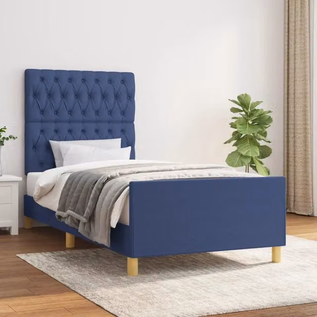 Giroletto senza Materasso-Struttura Letto Blu 100x200 cm in Tessuto 572490