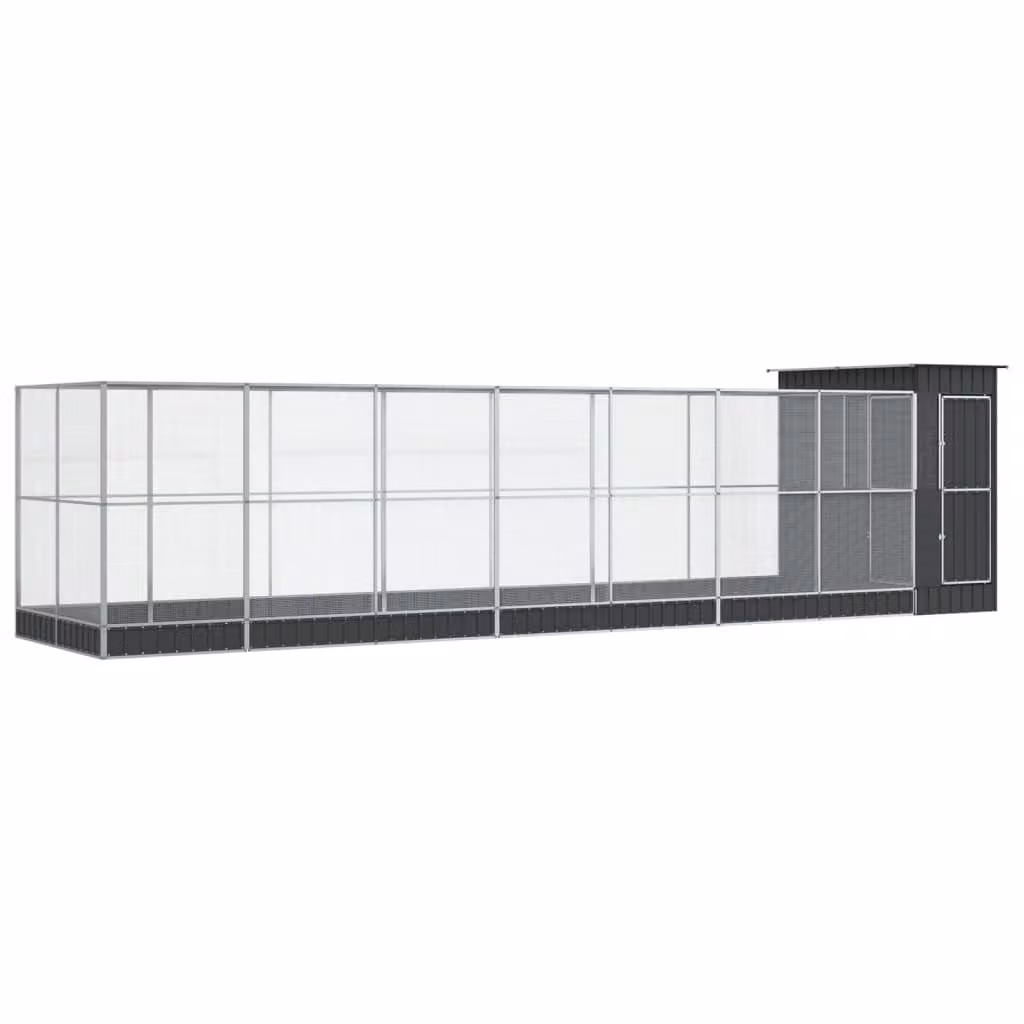Voliera con Estensione Argento 830x203x216 cm in Acciaio