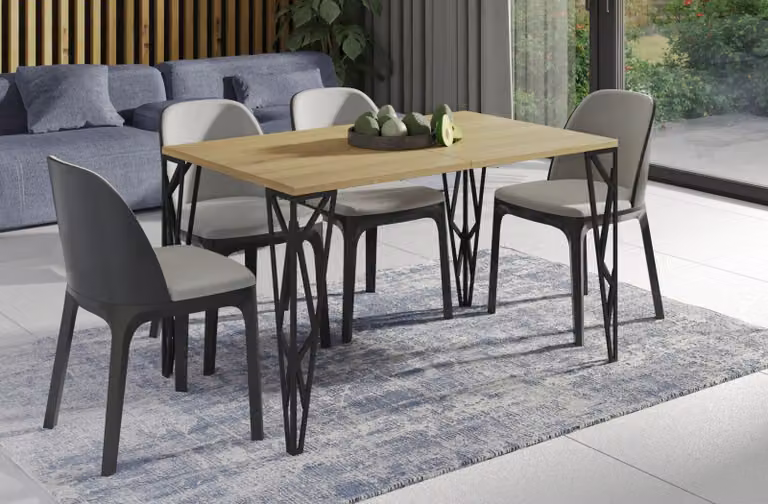 Tavolo da pranzo Endo-Möbel Rulo 130cm - 210cm tavolo da cucina design allungabile struttura in metallo (rovere naturale)