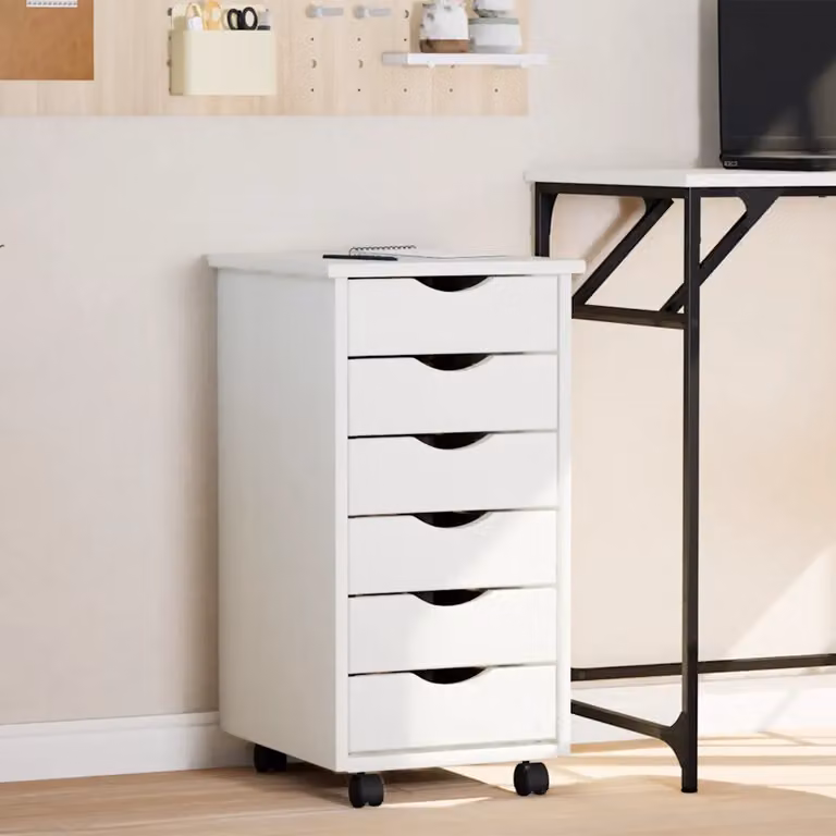 vidaXL Armadietto Rotante MOSS con Cassetti in Legno di Pino Bianco