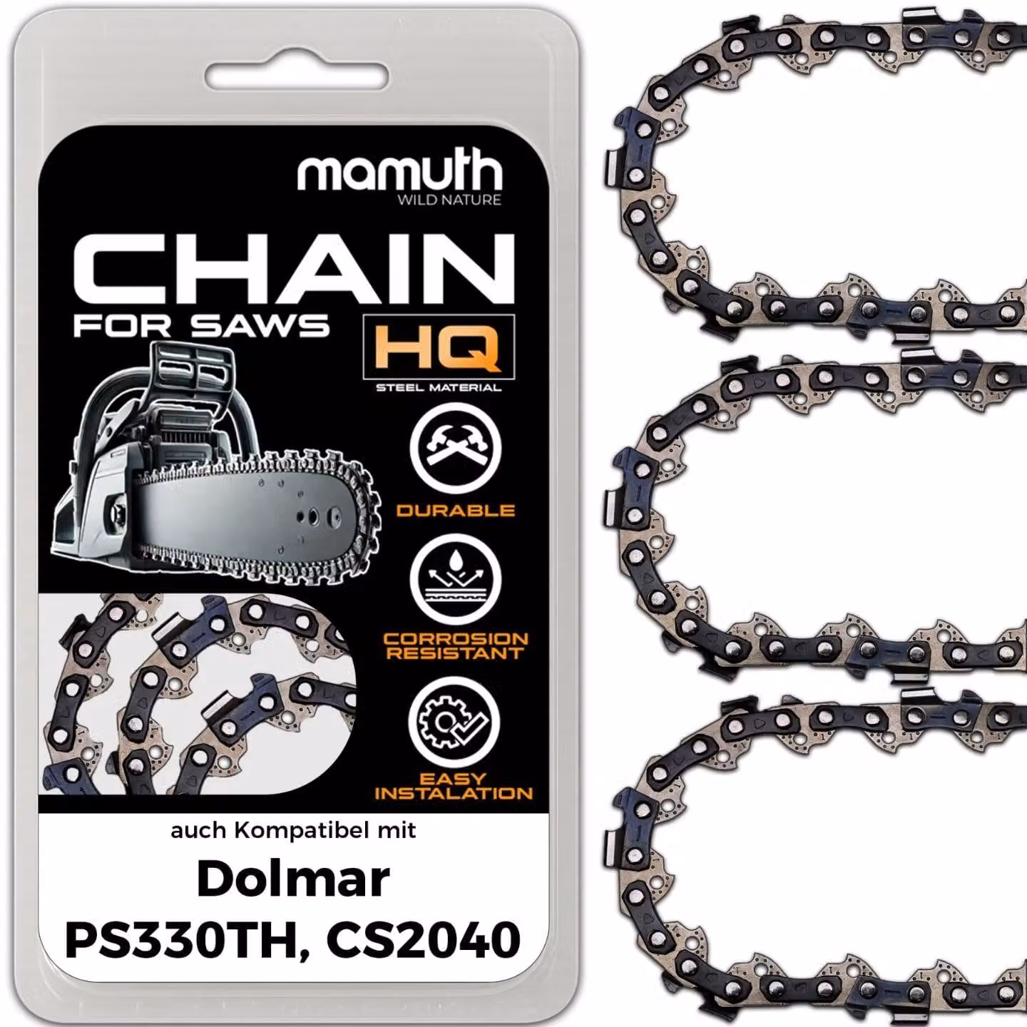 3 catene per motosega, lunghezza 40 cm, passo 1,3 mm, larghezza 3/8", modello 56 TG, compatibili con le motoseghe Dolmar PS330TH e CS2040