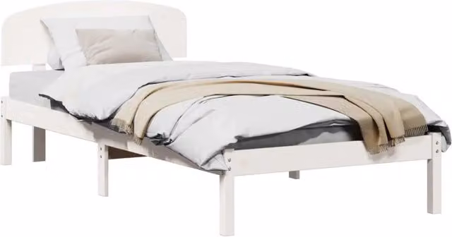 Letto singolo per adulti in pino massello bianco L/P/H: 206.5 x 100 x 105.5 cm
