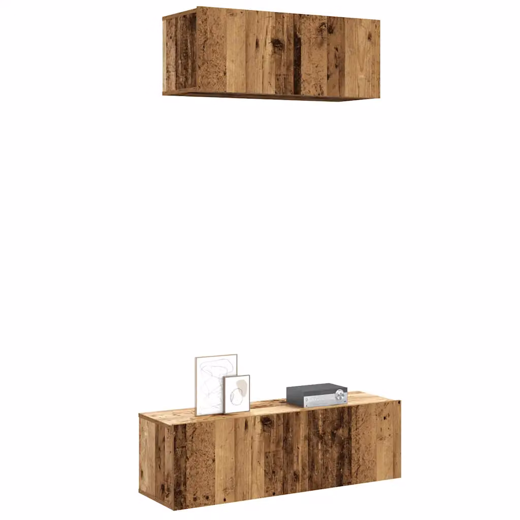 Set di 2 mobili TV da parete vidaXL in legno color marrone antico con finitura opaca