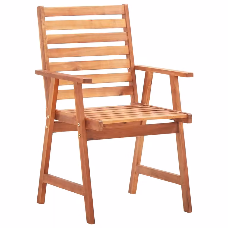 Set di 3 sedie da esterno vidaXL in legno di acacia massello con cuscini blu e marrone