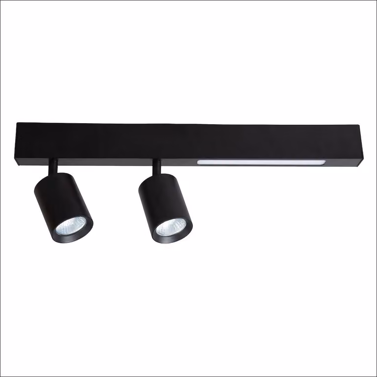 Moderno faretto a doppia copertura per il soggiorno, striscia nera, colore variabile LED 5W + 2xGU10 MAGNET Milagro