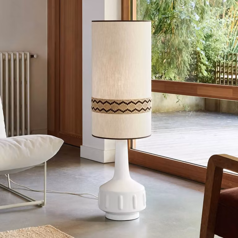 MARKET SET Lampada da terra di design Jimmy, Bianco / Opale, Soggiorno / Sala da pranzo, Ceramica, Lampada da terra