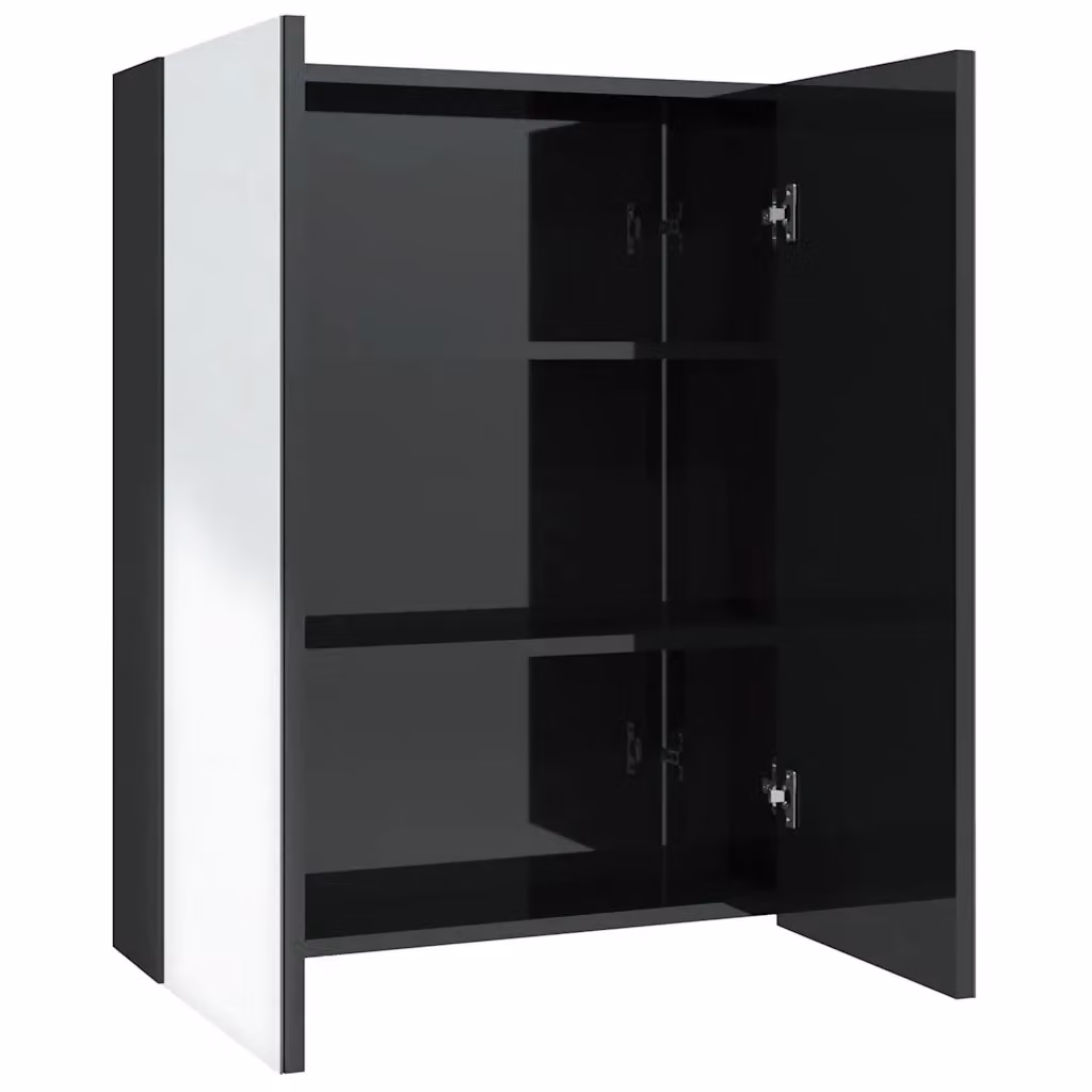 Armadietto da bagno con specchio Design Mania in MDF nero lucido L: 60 cm, P: 15 cm, H: 75 cm – 2
