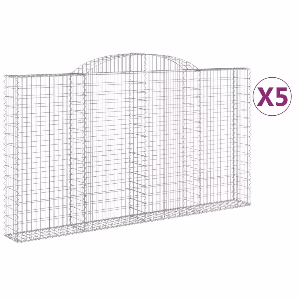 Set di 5 Cesti Gabbioni ad Arco Videx in Acciaio Zincato Colore Argento L: 300 cm, P: 30 cm, H: 160/180 cm – 2