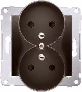Presa Schuko doppia con otturatore per NATURE FRAMES (modulo) 16A, 250V AC, terminali a vite, bronzo opaco (metallo)