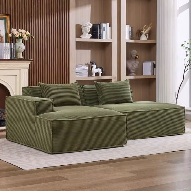 Divano 235.0x129.0x70.0 cm compatto in poliestere verde