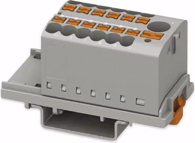 Blocco di distribuzione 0,14-4qmm, grigio - Morsettiera di alimentazione 24A PTFIX6/12X2,5-NS35GY