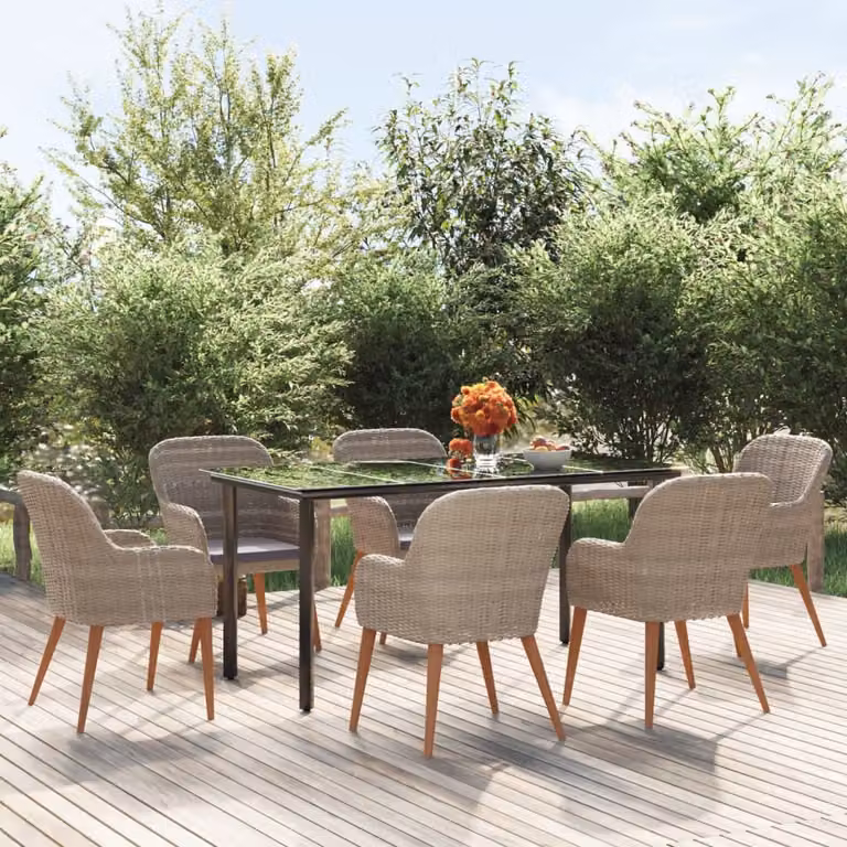 Maison Exclusive - Set da pranzo da giardino da 7 pezzi con cuscini marroni
