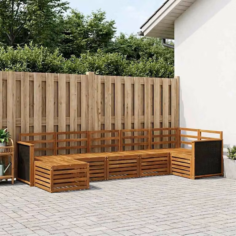 Set di divani da esterno vidaXL 6 pz in legno di acacia massello marrone con cuscini inclusi per giardino e terrazza