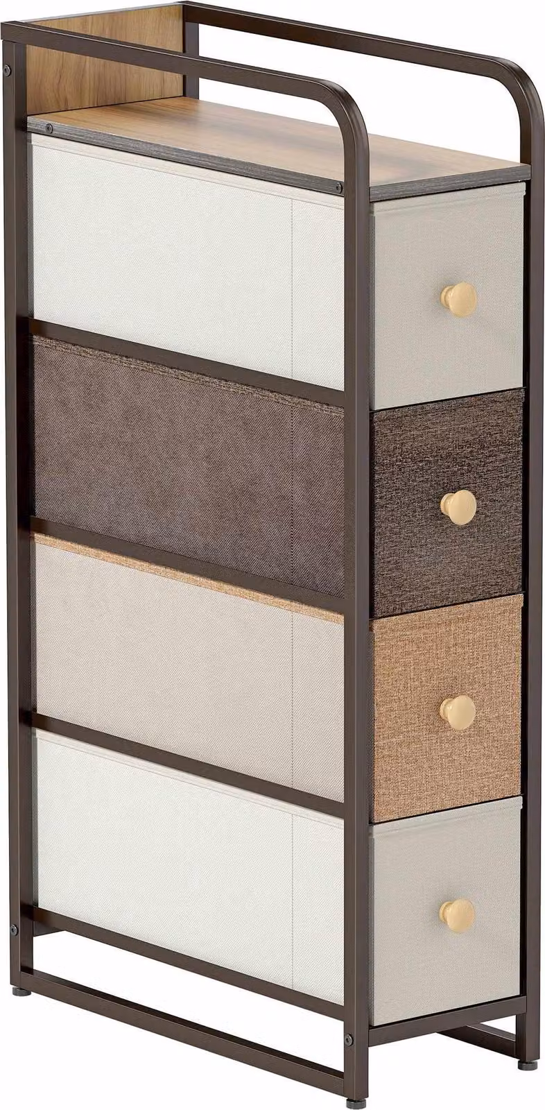 Cassettiera in tessuto con 4 cassetti, struttura in acciaio, 20x47x84,5 cm