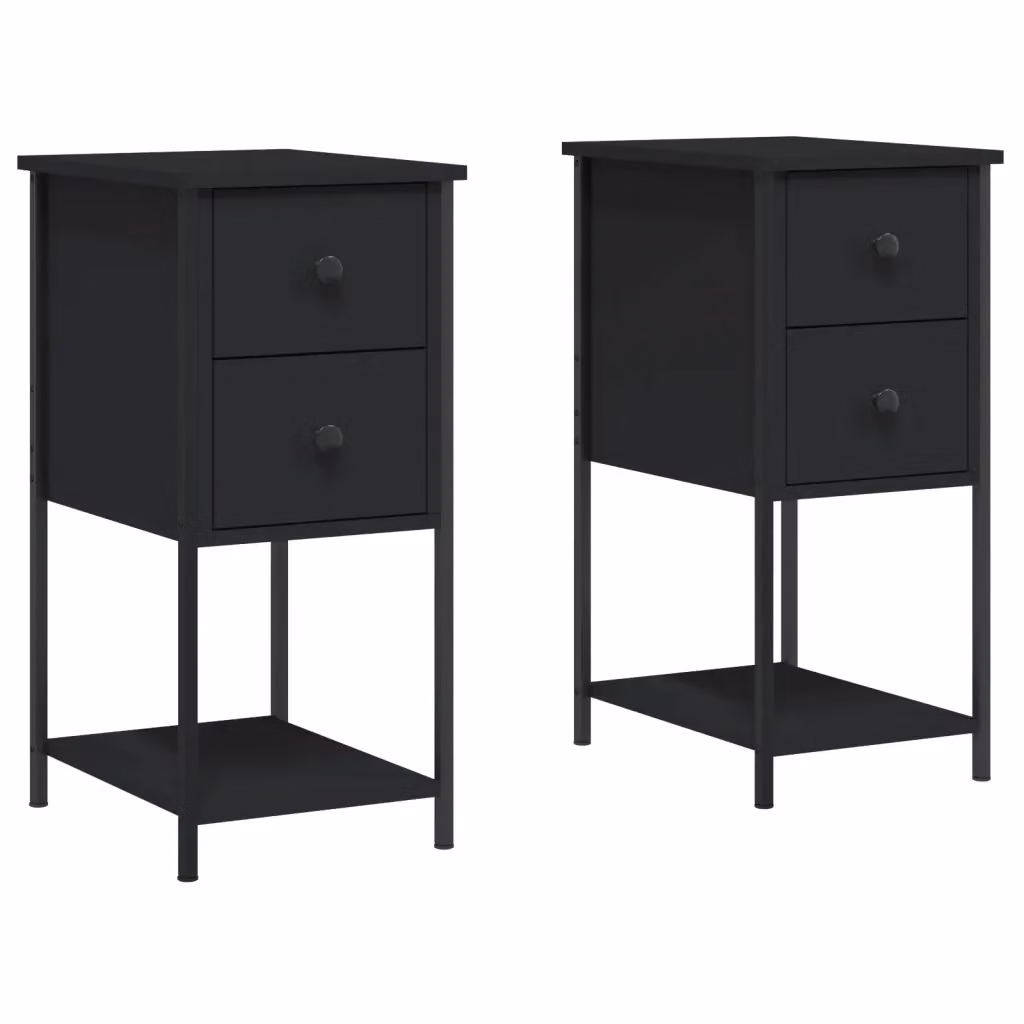 Set di 2 comodini moderni vidaXL neri in materiali misti L 32 cm, P 42 cm, H 70 cm – 2