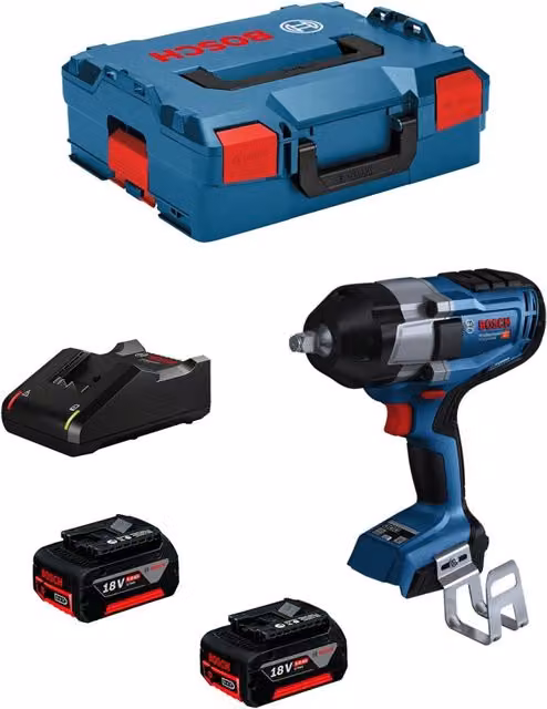 Avvitatore a massa battente Bosch GDS 18V-1000 con 2 batterie da 5,0 Ah, caricabatterie GAL18V-40 e L-Boxx 136, colore blu – 1