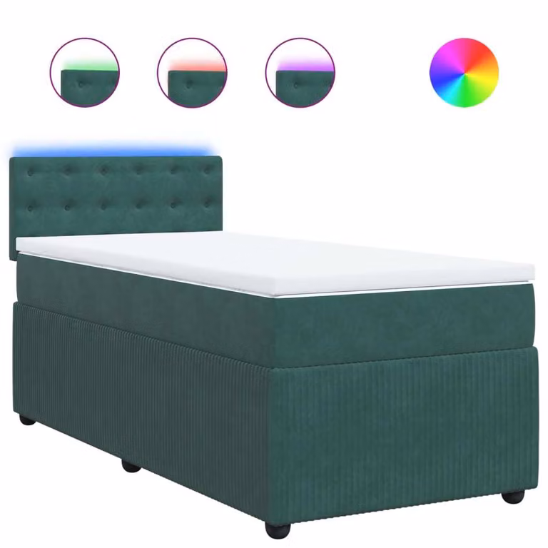 Giroletto a Molle con Materasso Verde Scuro 90x190 cm Velluto