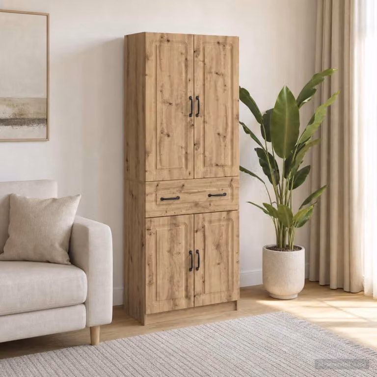 Set di 2 armadi moderni vidaXL in legno ingegnerizzato e MDF marrone con ante a battente e ripiani interni per giardino o terrazzo L/P/H: 87.0 x 34.5 x 66.0 cm