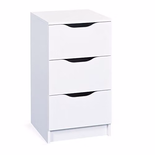 Cassettiera 3 Cassetti - Bianco - 40x40x71 cm - Moderna - Kit Montaggio