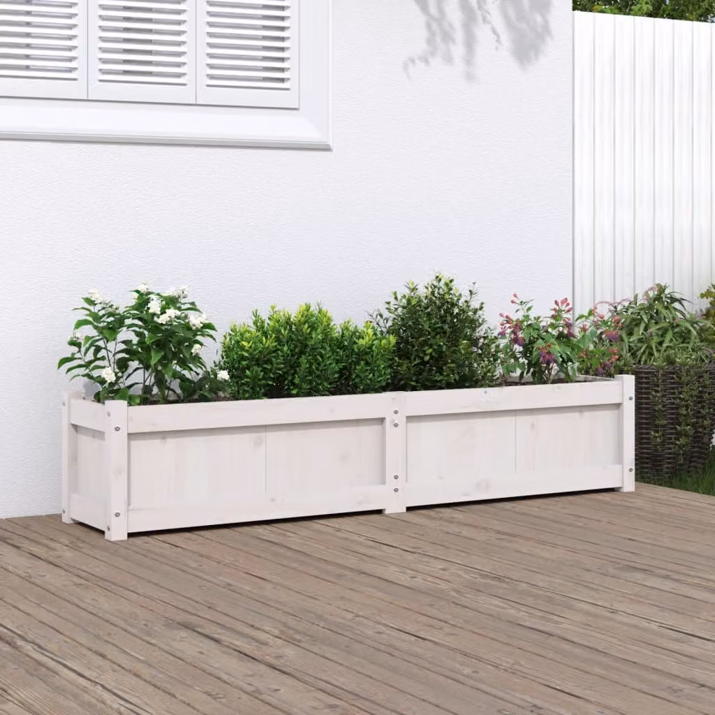 Fioriera da giardino vidaXL in legno di pino bianco L: 150 cm, P: 31 cm, H: 31 cm