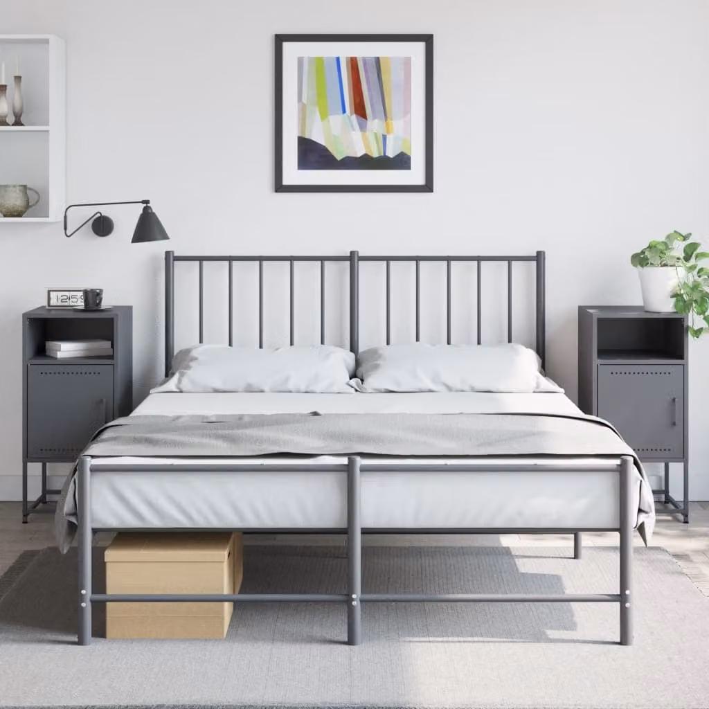 Set di 2 comodini vidaXL in metallo stile industriale, colore antracite, L 36 cm x P 39 cm x H 78 cm