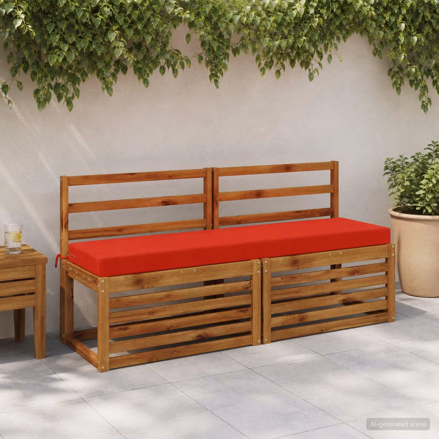 Set di 2 cuscini per panchina vidaXL in poliestere rosso con imbottitura in schiuma e coperture lavabili