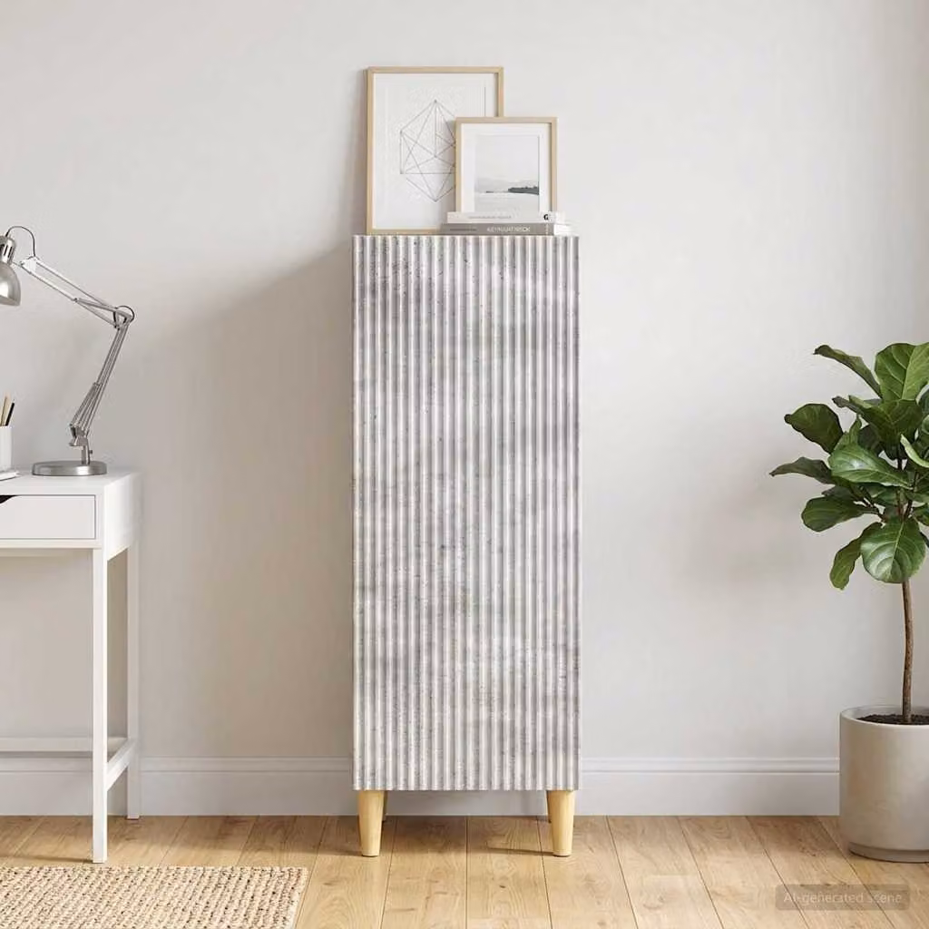 Credenza moderna vidaXL in legno ingegnerizzato grigio cemento L 33 cm x P 34,5 cm x H 90 cm