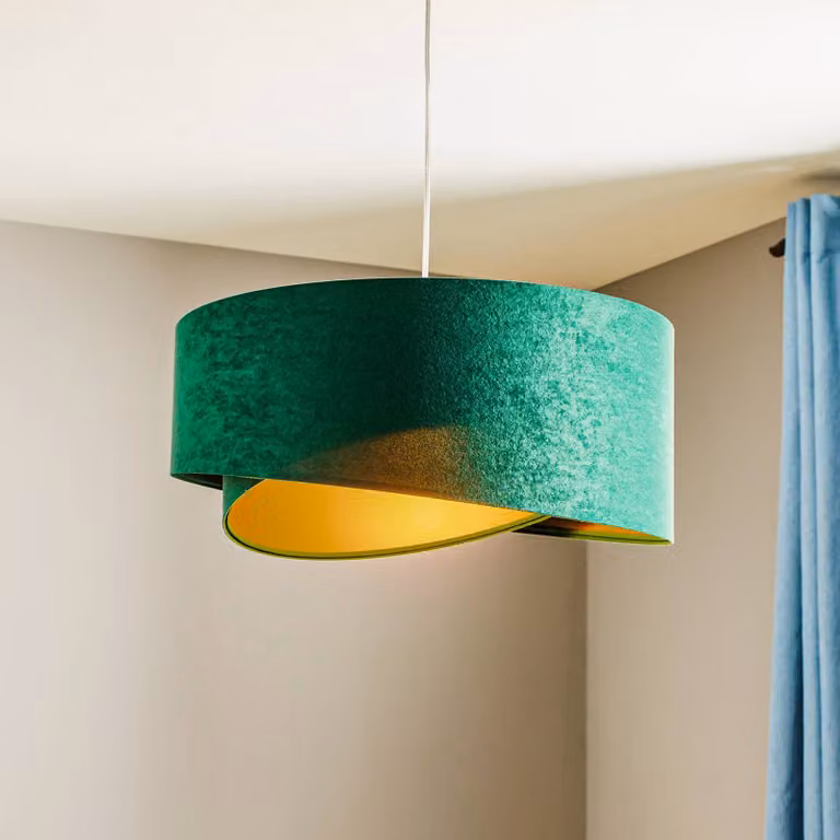 Lampada a sospensione Vivien Maco Design, dimmerabile, Verde, Soggiorno / Sala da pranzo, Tessuto / Stoffa / Seta, Moderno, Lampada a sospensione