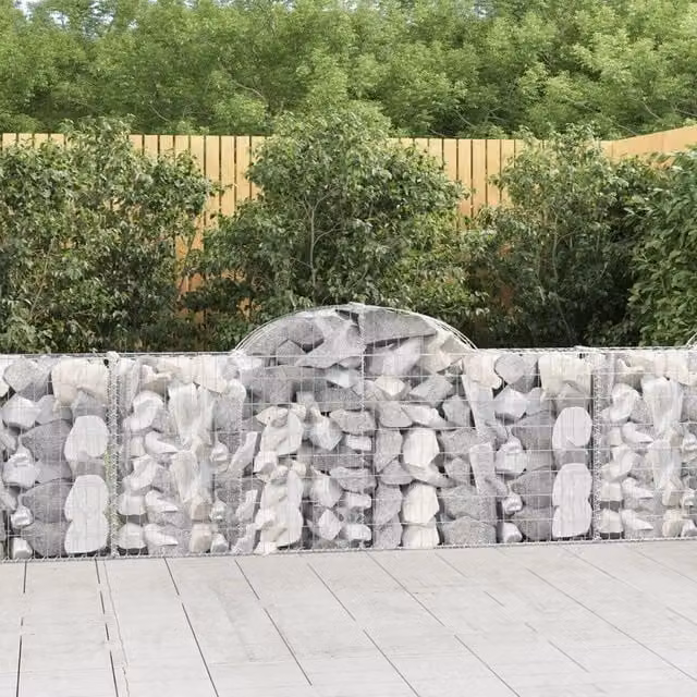 Set di 30 Cesti Gabbioni ad Arco Videx in Acciaio Zincato Argento L: 200 cm, P: 30 cm, H: 80-100 cm