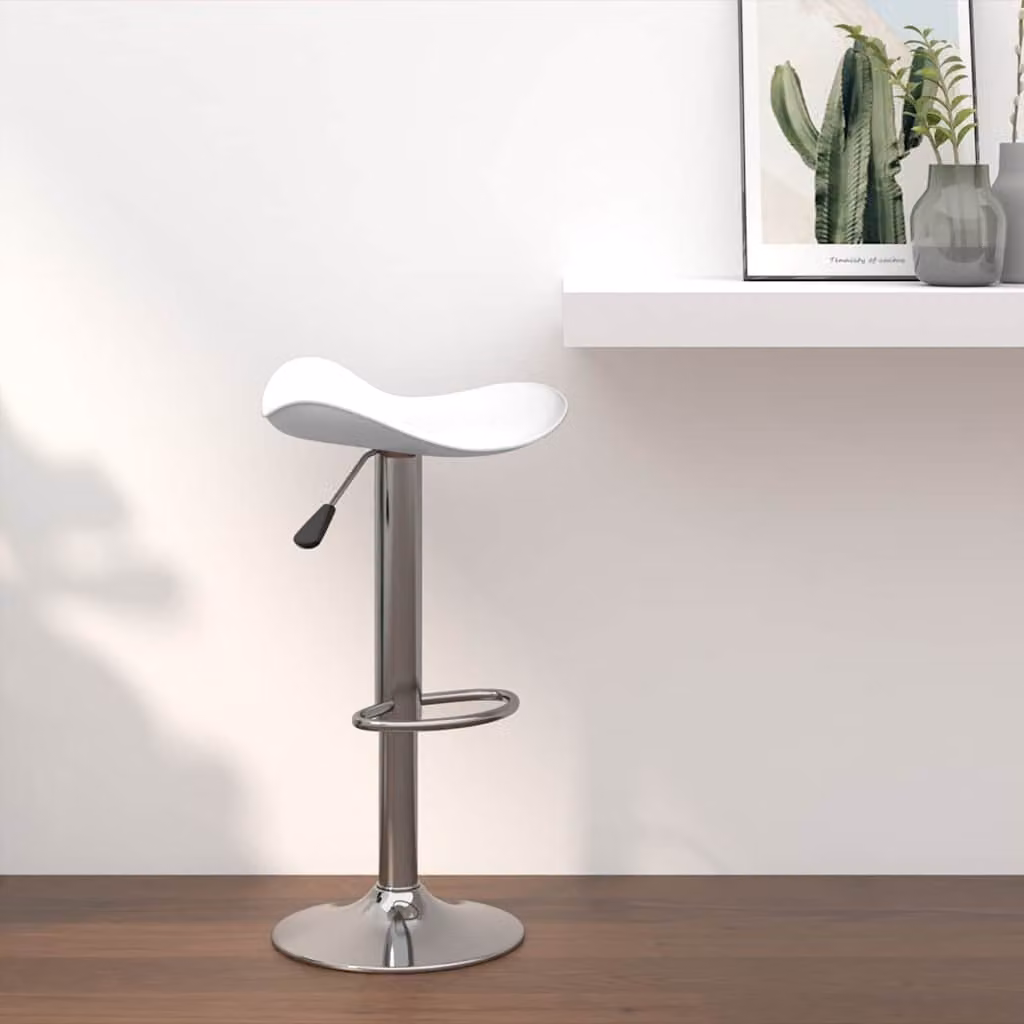 vidaXL Sgabello da Bar Moderno Bianco in Pelle Sintetica e Acciaio Cromato L/P/H: 44 x 44 x 81 cm