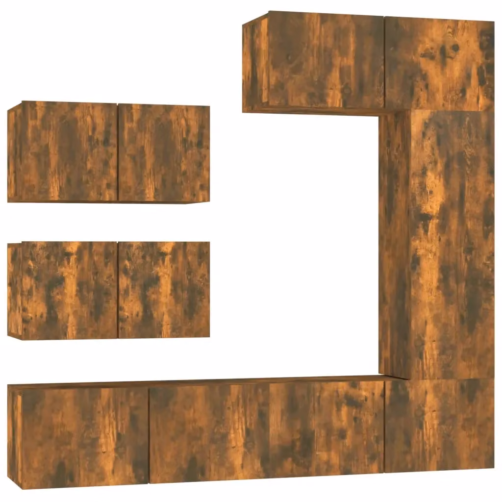Set di Mobili Porta TV vidaXL 6 Pezzi in Legno Multistrato e MDF Colore Marrone Rovere Fumo – 2