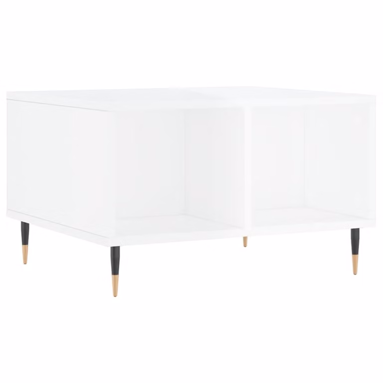 Tavolino Salotto Bianco Lucido 60x50x36,5 cm Legno Multistrato