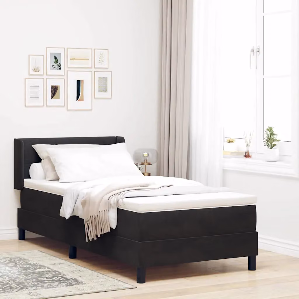 Letto ibrido con materasso e testiera in velluto nero vidaXL L/P: 90 x 190 cm – 1